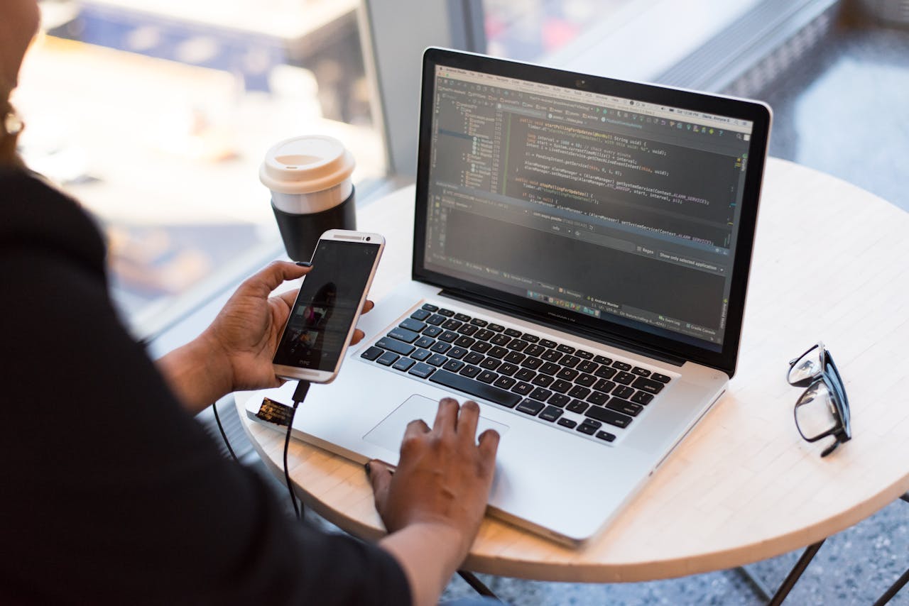Small business web designer at work